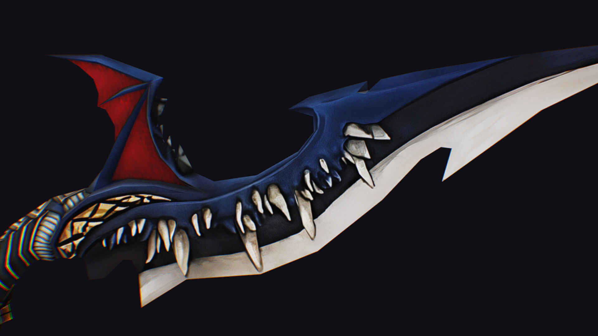 Dagger Dragon Jaw Teeth Short Blade Sharpener Wedge Grinding Low-poly 3D model_12