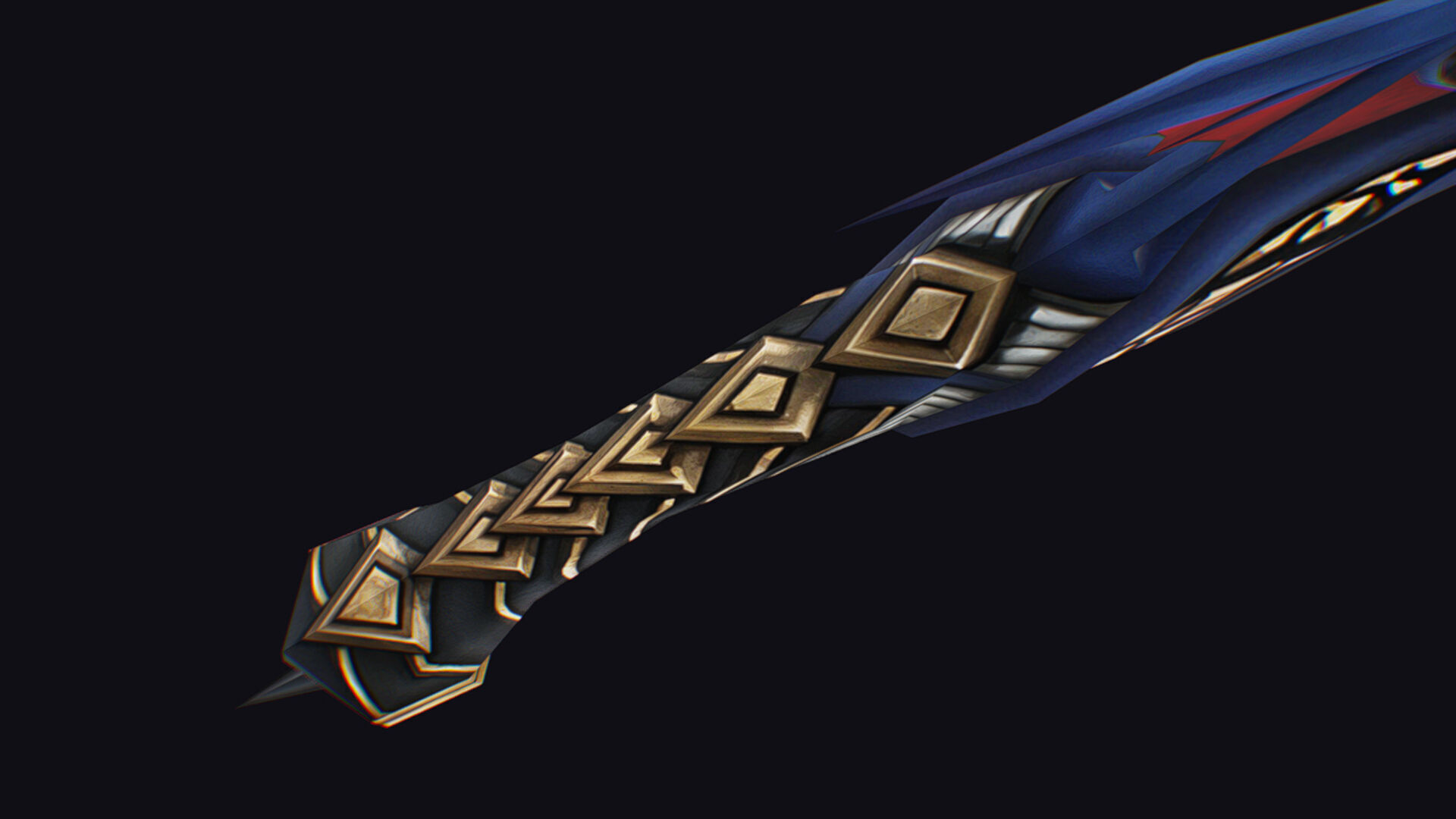 Dagger Dragon Jaw Teeth Short Blade Sharpener Wedge Grinding Low-poly 3D model_10