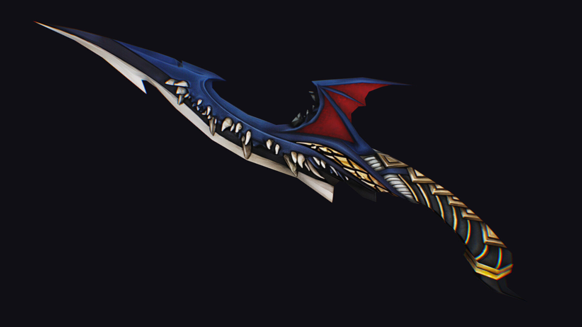 Dagger Dragon Jaw Teeth Short Blade Sharpener Wedge Grinding Low-poly 3D model_7