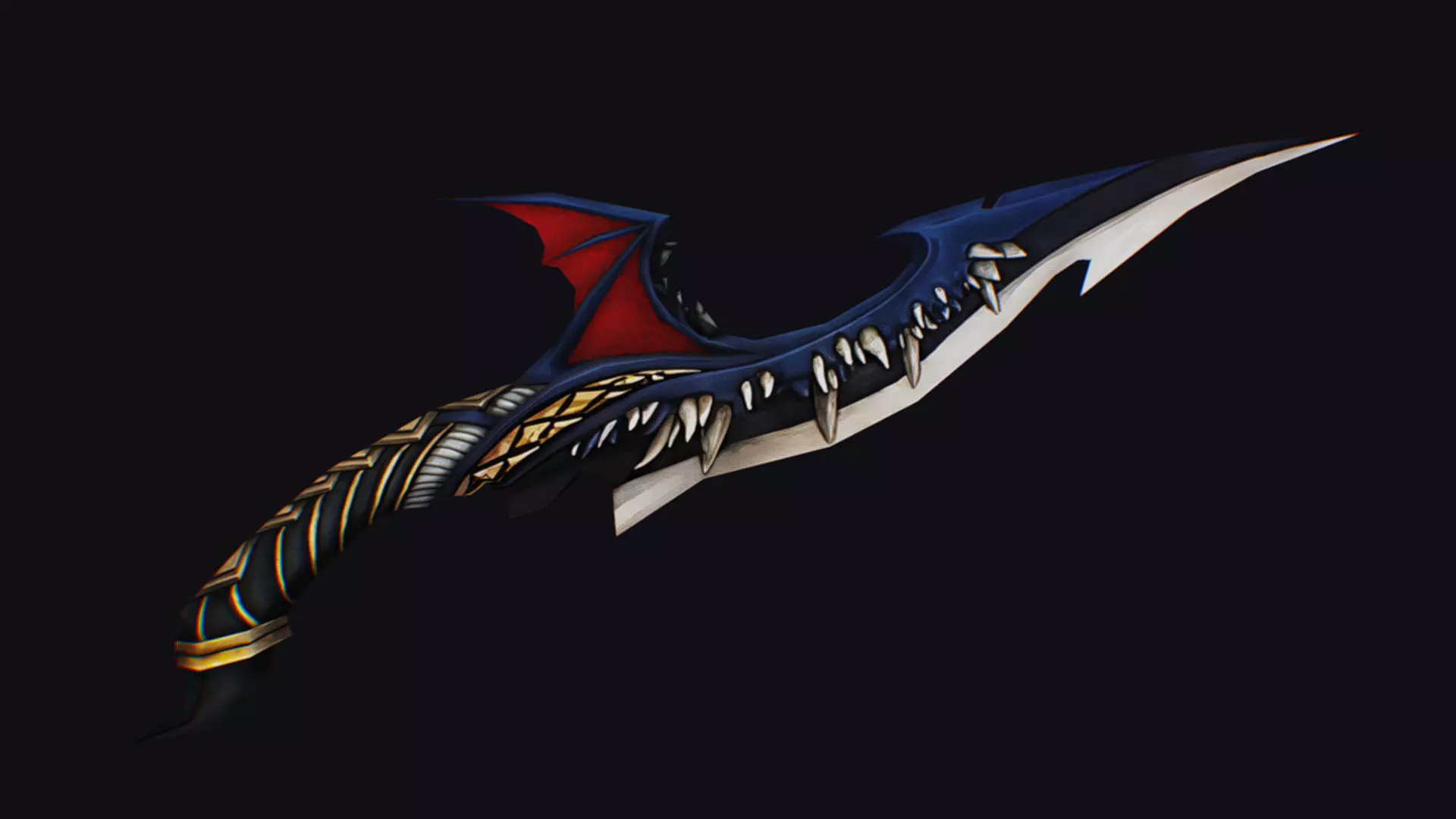 Dagger Dragon Jaw Teeth Short Blade Sharpener Wedge Grinding Low-poly 3D model_0