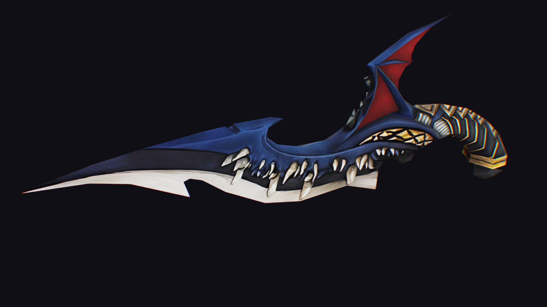 Dagger Dragon Jaw Teeth Short Blade Sharpener Wedge Grinding Low-poly 3D model_4