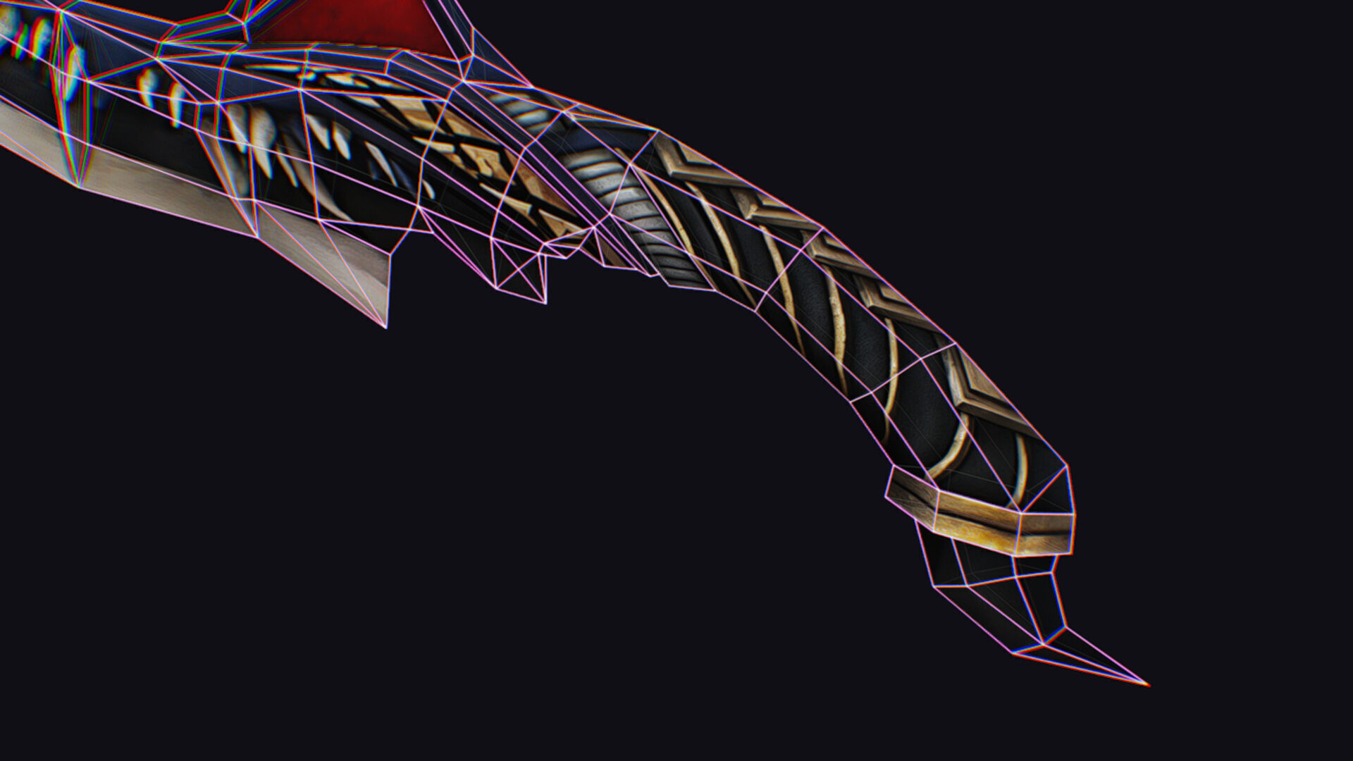 Dagger Dragon Jaw Teeth Short Blade Sharpener Wedge Grinding Low-poly 3D model_16