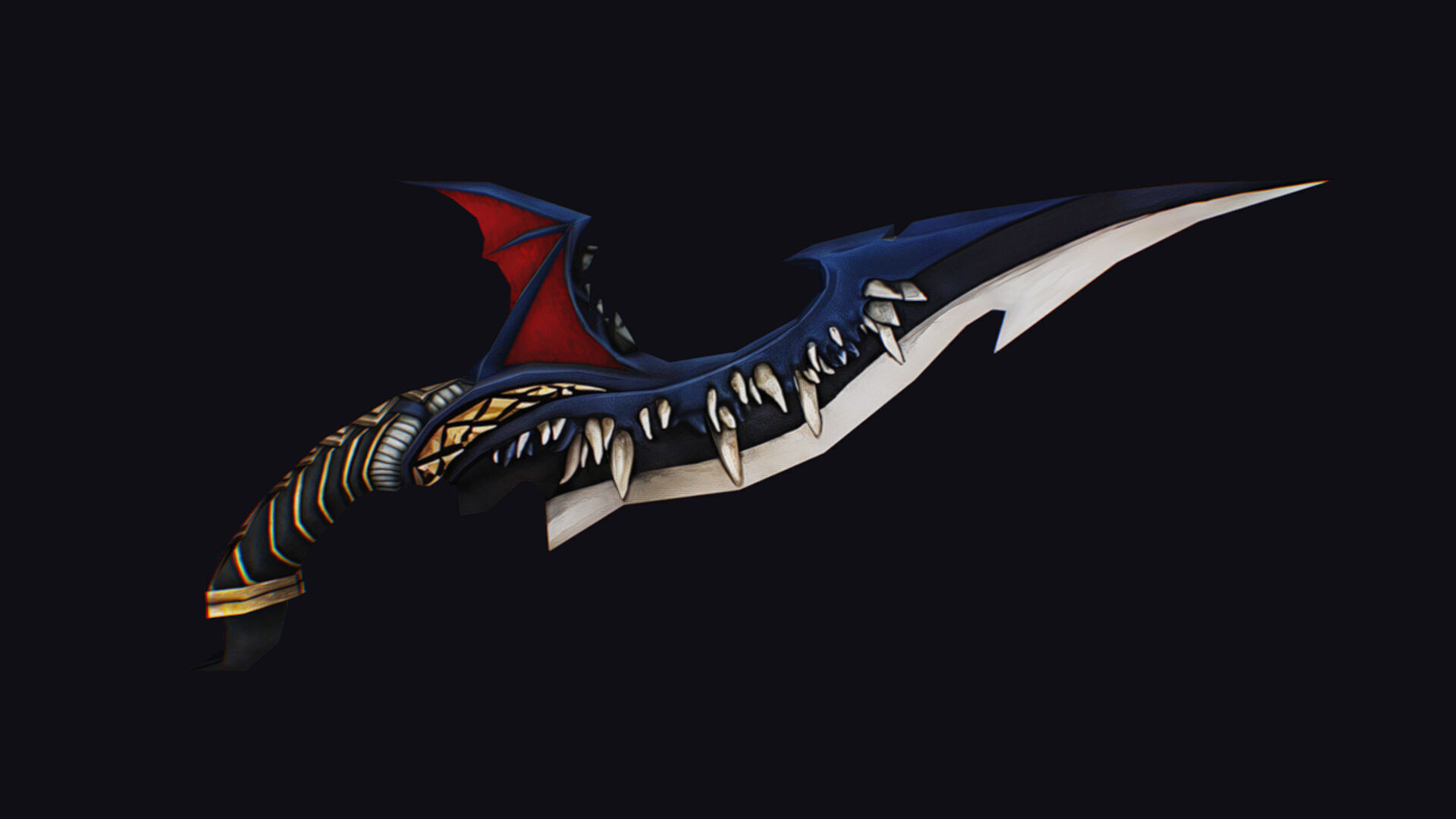 Dagger Dragon Jaw Teeth Short Blade Sharpener Wedge Grinding Low-poly 3D model_1