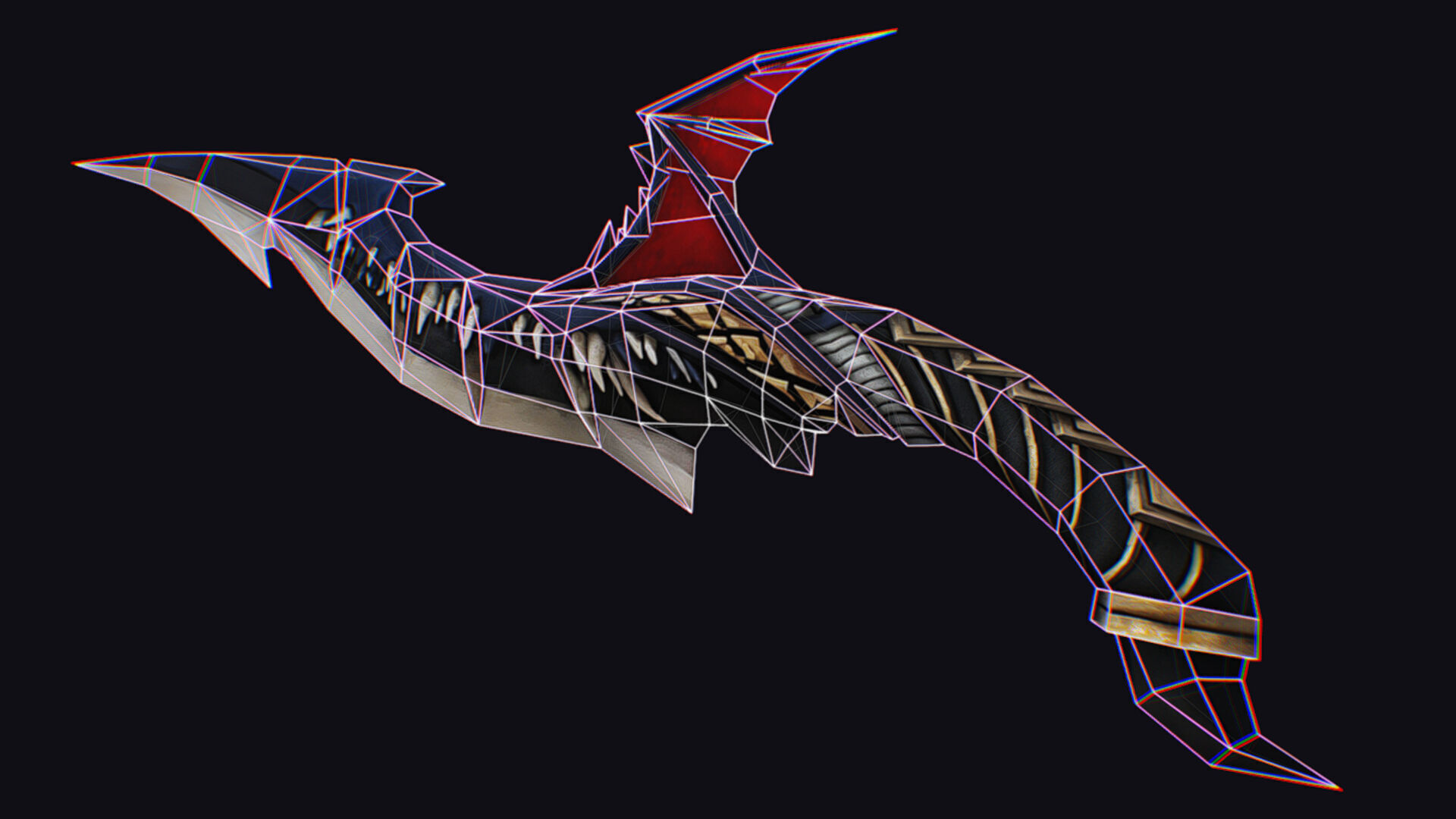 Dagger Dragon Jaw Teeth Short Blade Sharpener Wedge Grinding Low-poly 3D model_15