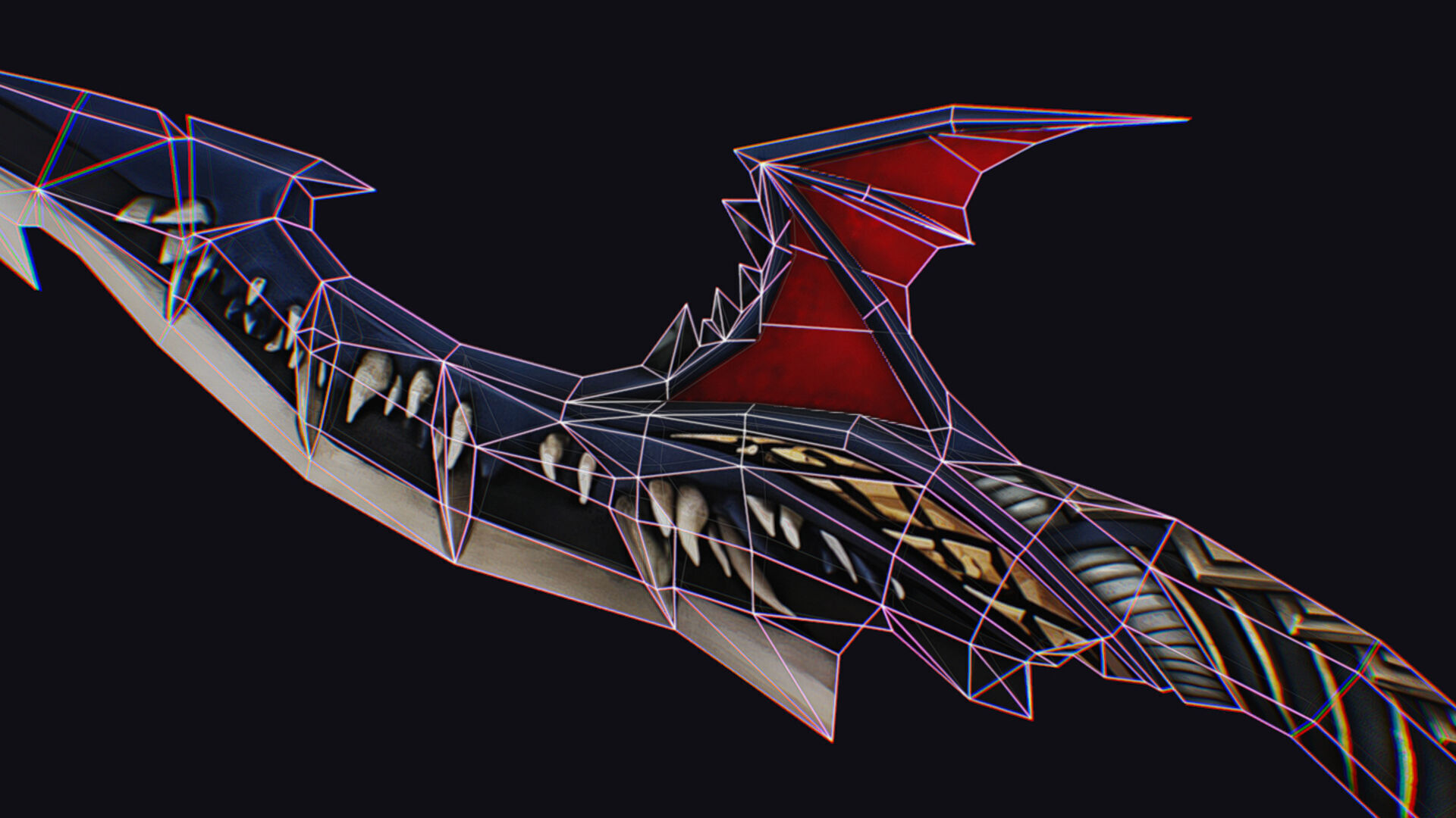 Dagger Dragon Jaw Teeth Short Blade Sharpener Wedge Grinding Low-poly 3D model_17