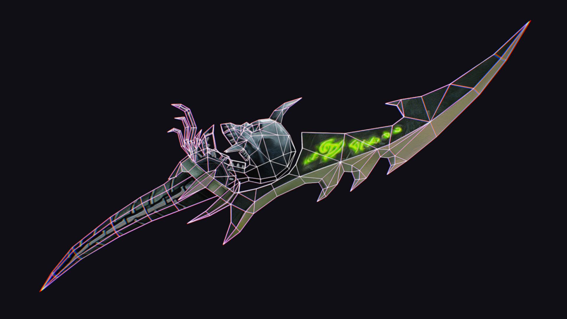 Dagger Bone Short Blade Demonic Sharpener Wedge Grinding Rusty Low-poly 3D model_12