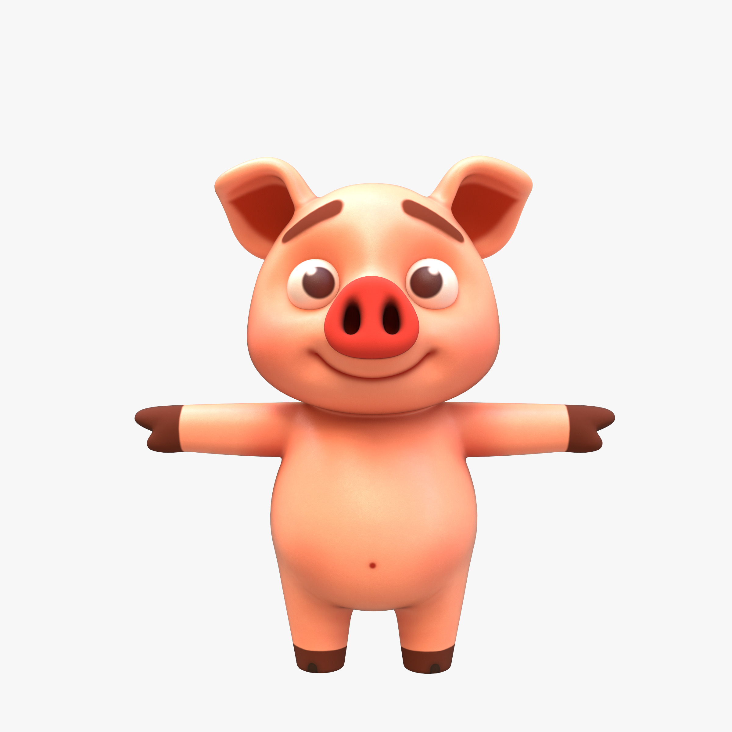 Cartoon Pig Low-poly 3D model_5