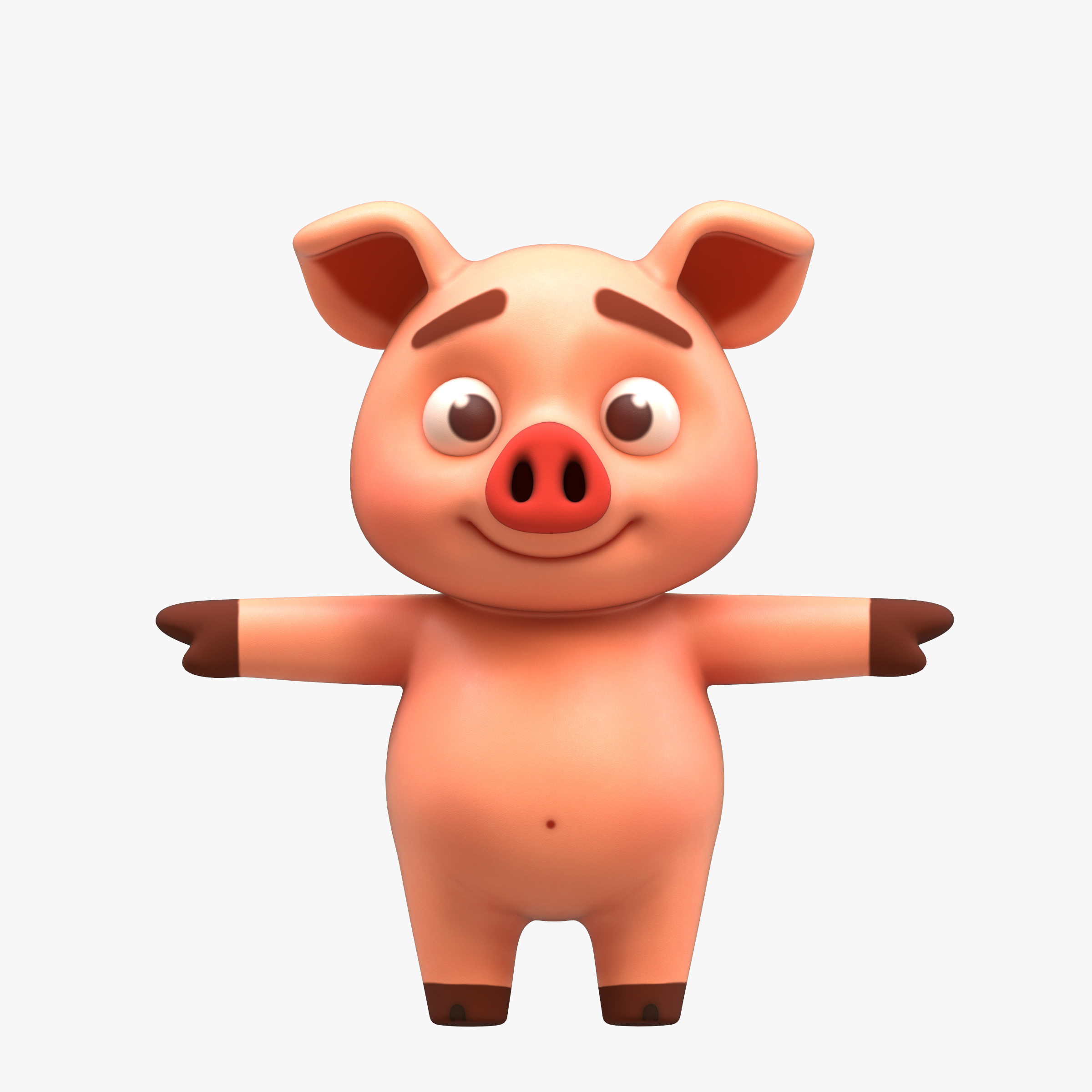 Cartoon Pig Low-poly 3D model_1