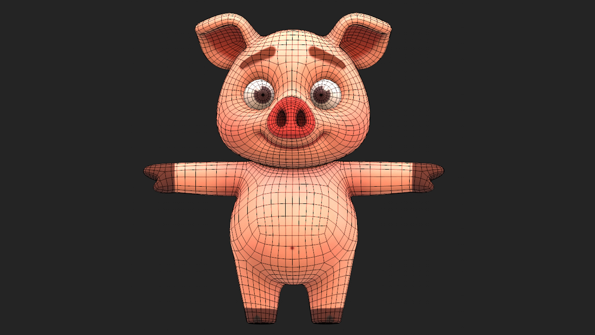 Cartoon Pig Low-poly 3D model_13