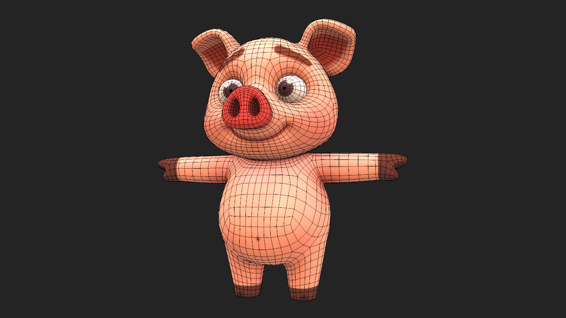 Cartoon Pig Low-poly 3D model_11