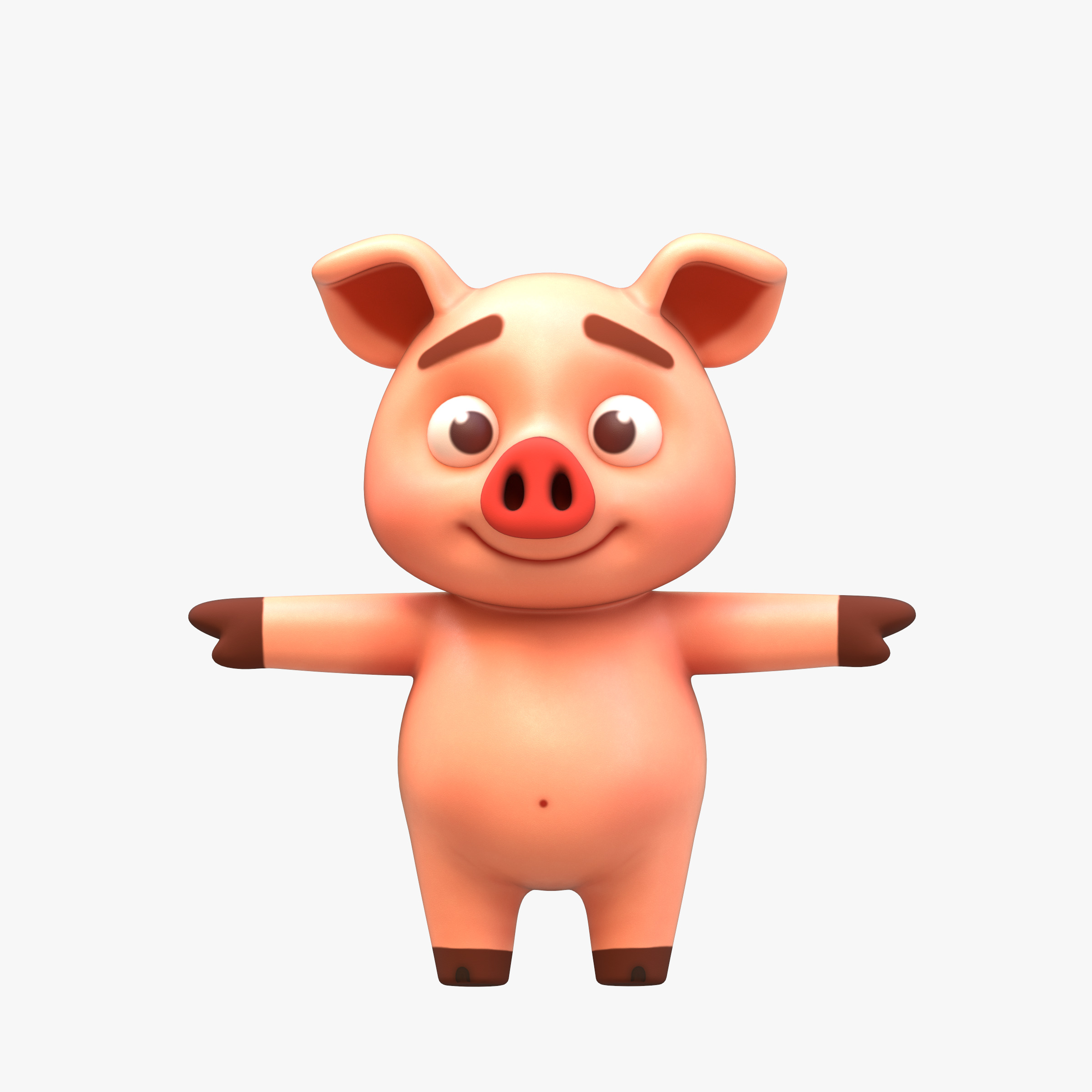 Cartoon Pig Low-poly 3D model_3