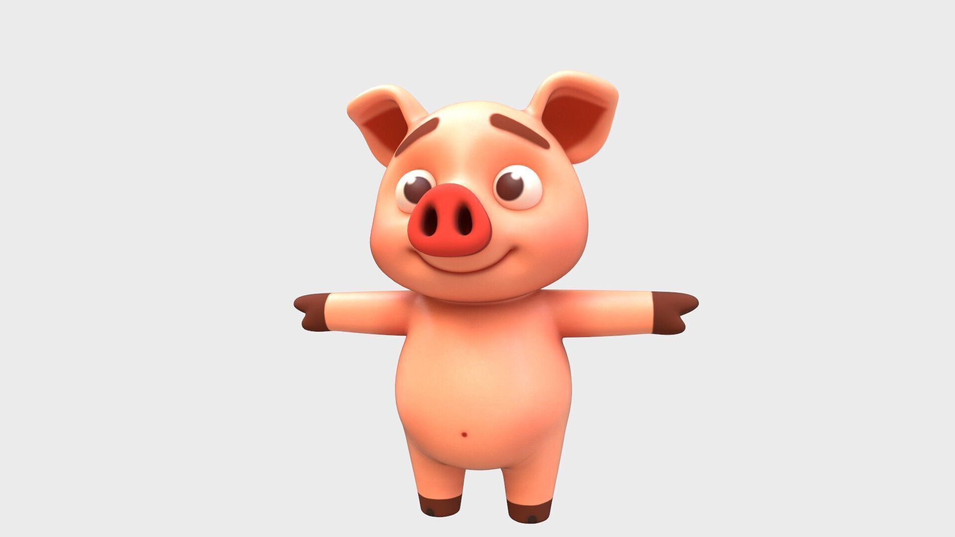 Cartoon Pig Low-poly 3D model_6