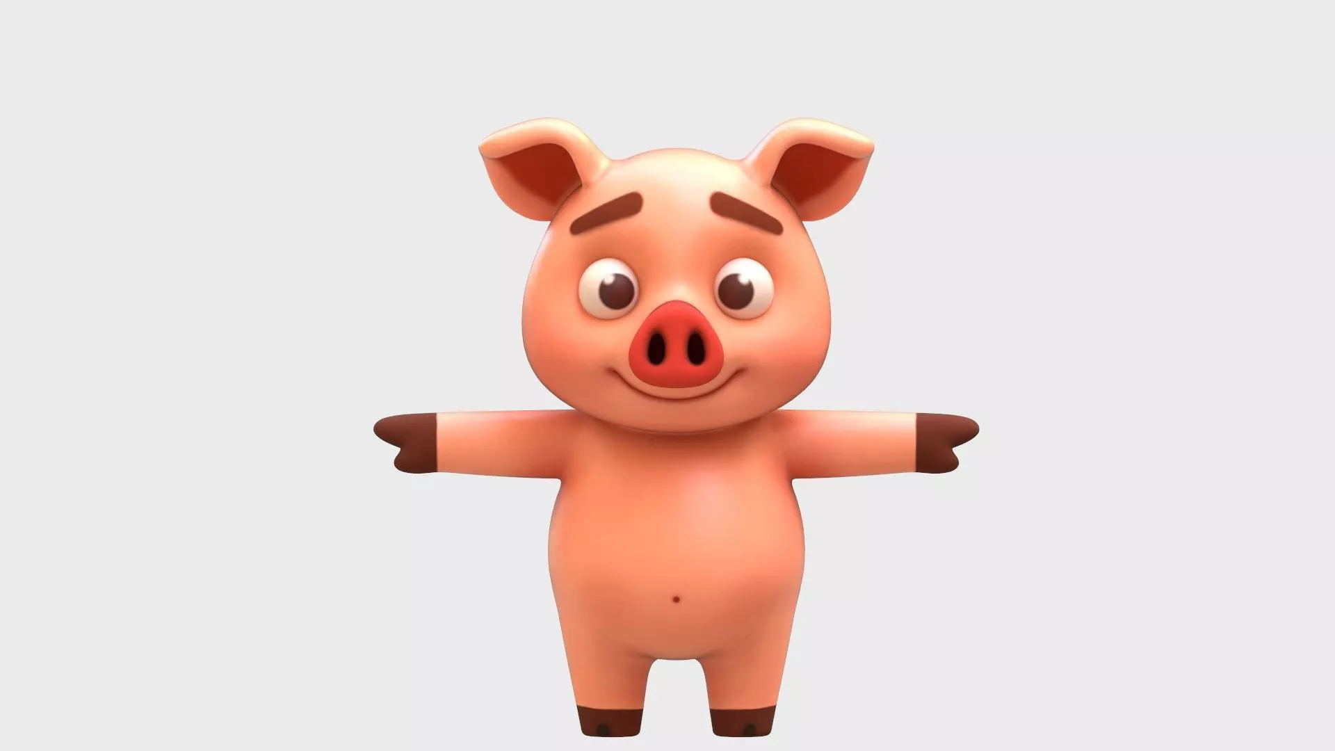Cartoon Pig Low-poly 3D model_0