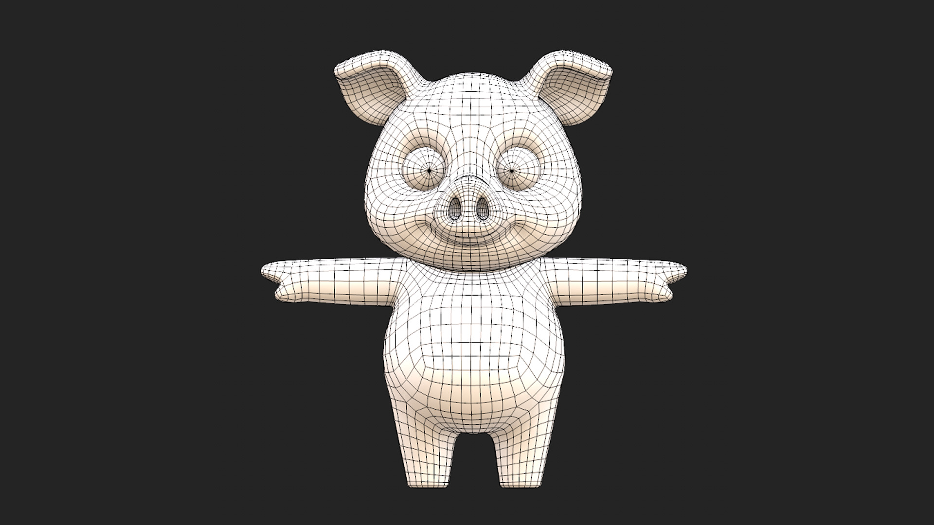 Cartoon Pig Low-poly 3D model_12