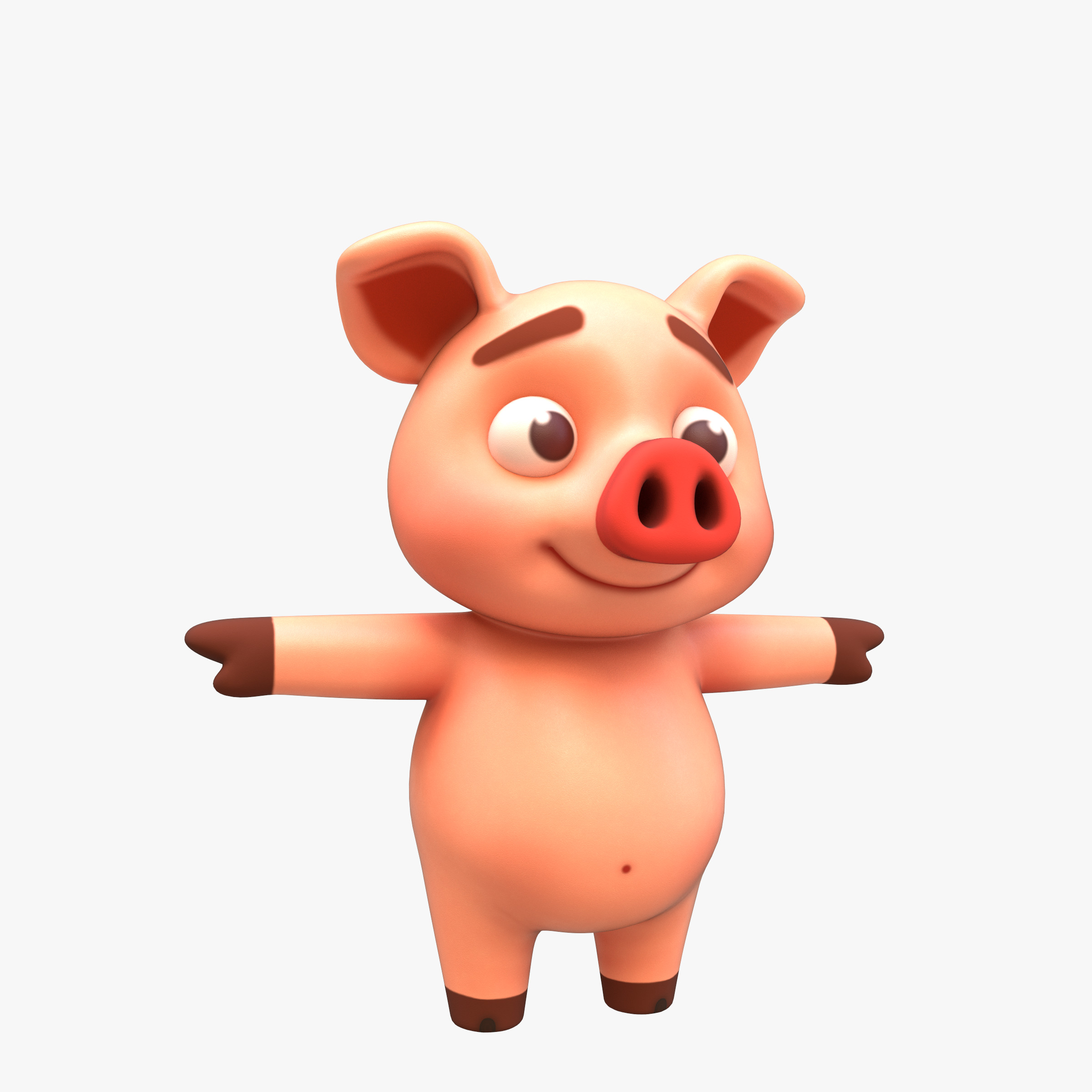 Cartoon Pig Low-poly 3D model_9