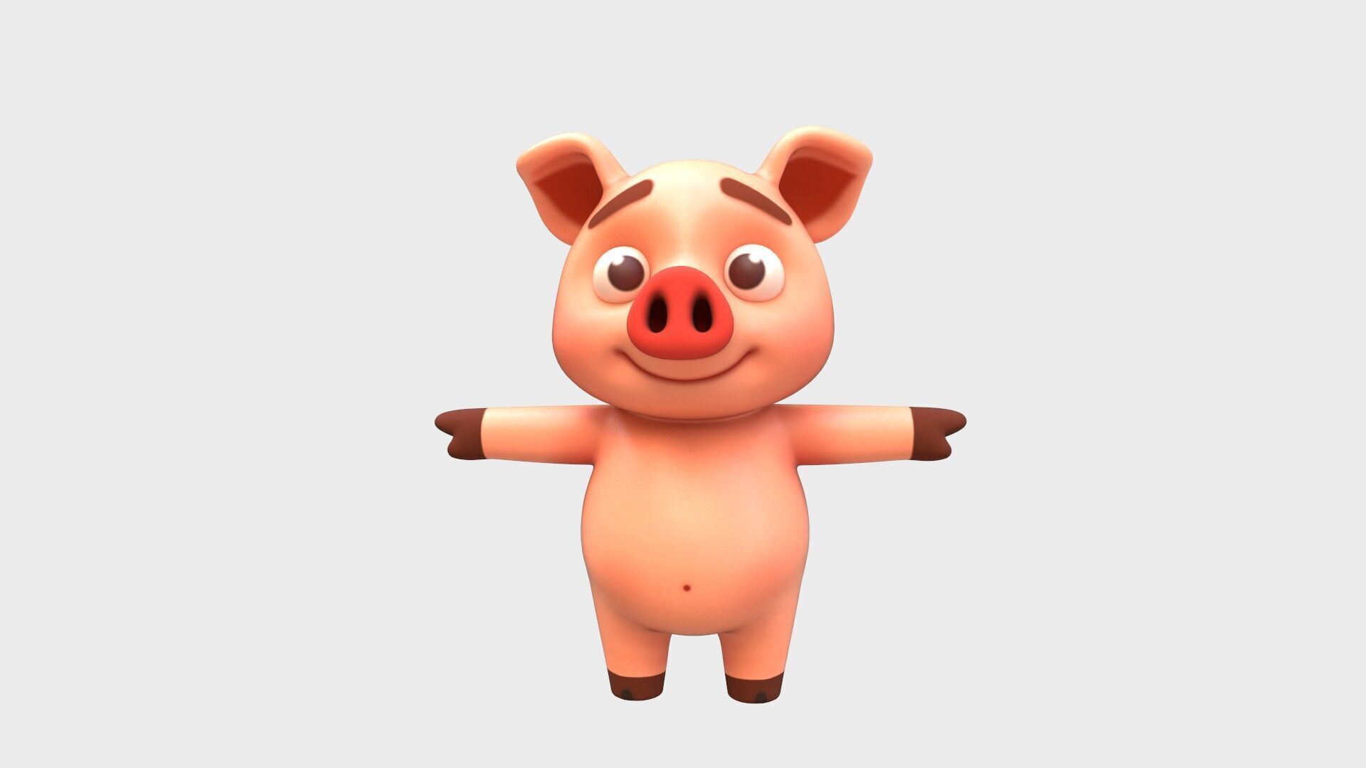 Cartoon Pig Low-poly 3D model_8
