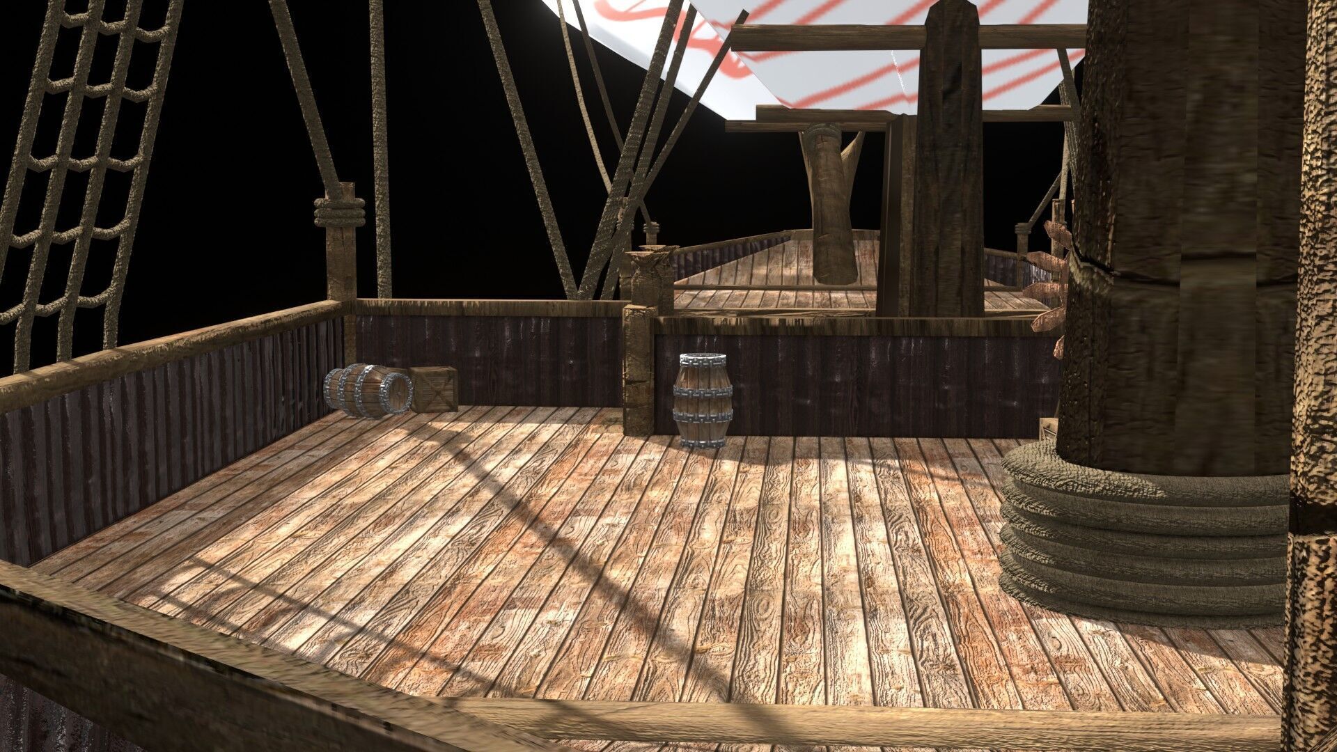 Pirate Ship 3D Model Game Ready PBR Fantasy Sailing Watercraft Low-poly 3D model_3