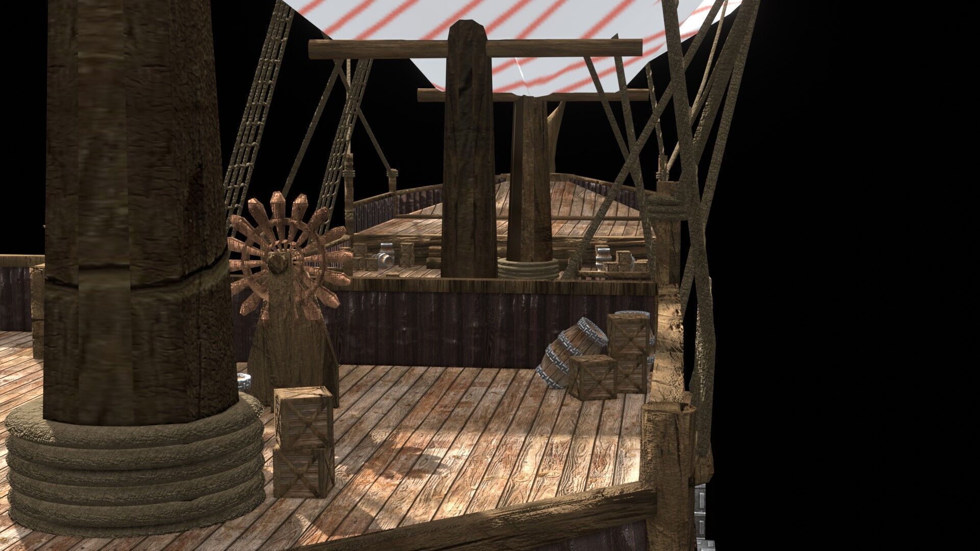 Pirate Ship 3D Model Game Ready PBR Fantasy Sailing Watercraft Low-poly 3D model_11