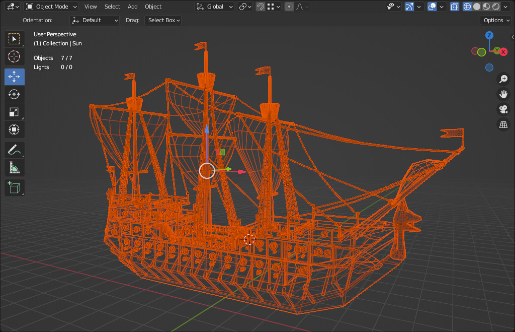 Pirate Ship 3D Model Game Ready PBR Fantasy Sailing Watercraft Low-poly 3D model_20