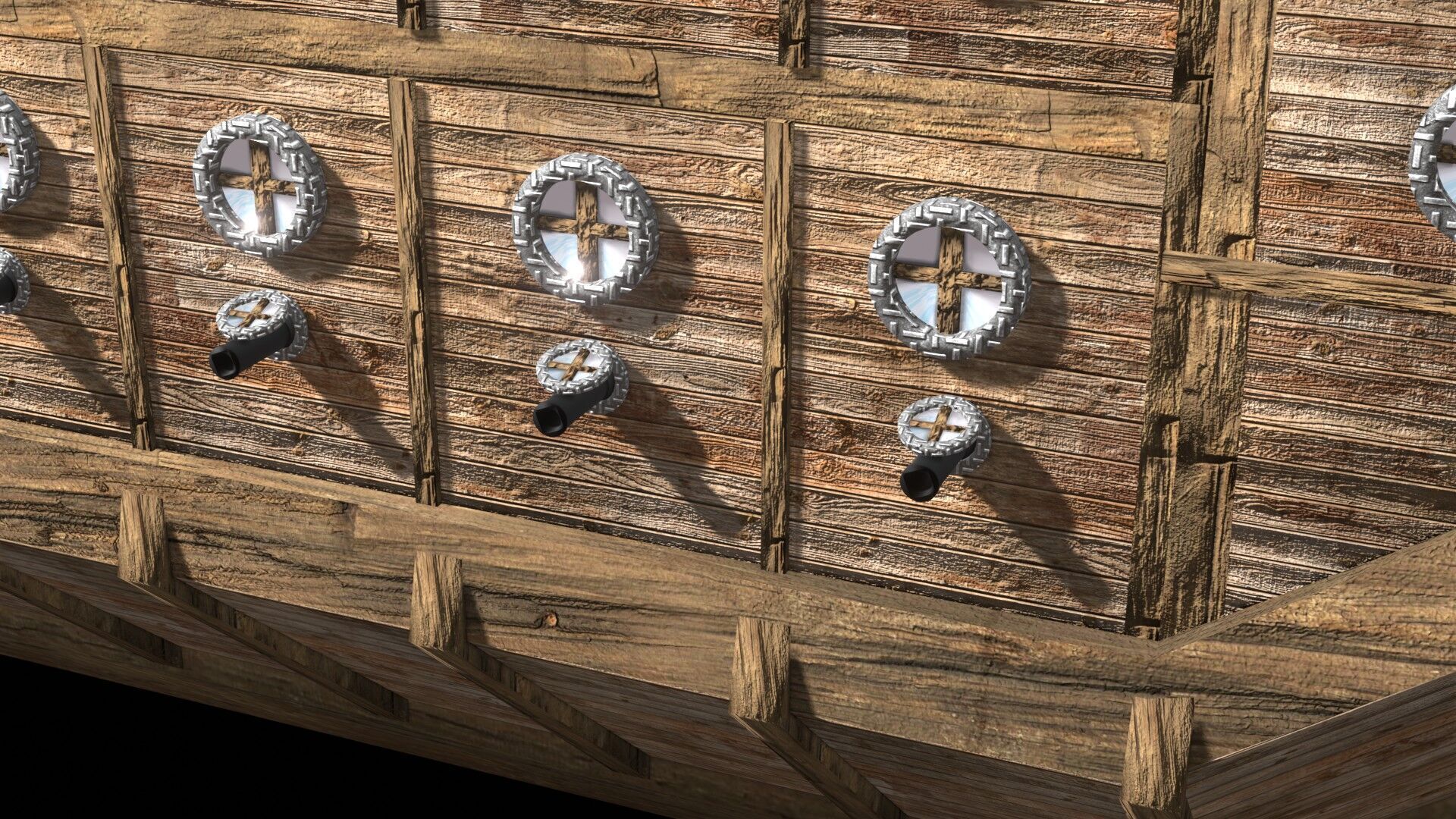 Pirate Ship 3D Model Game Ready PBR Fantasy Sailing Watercraft Low-poly 3D model_14