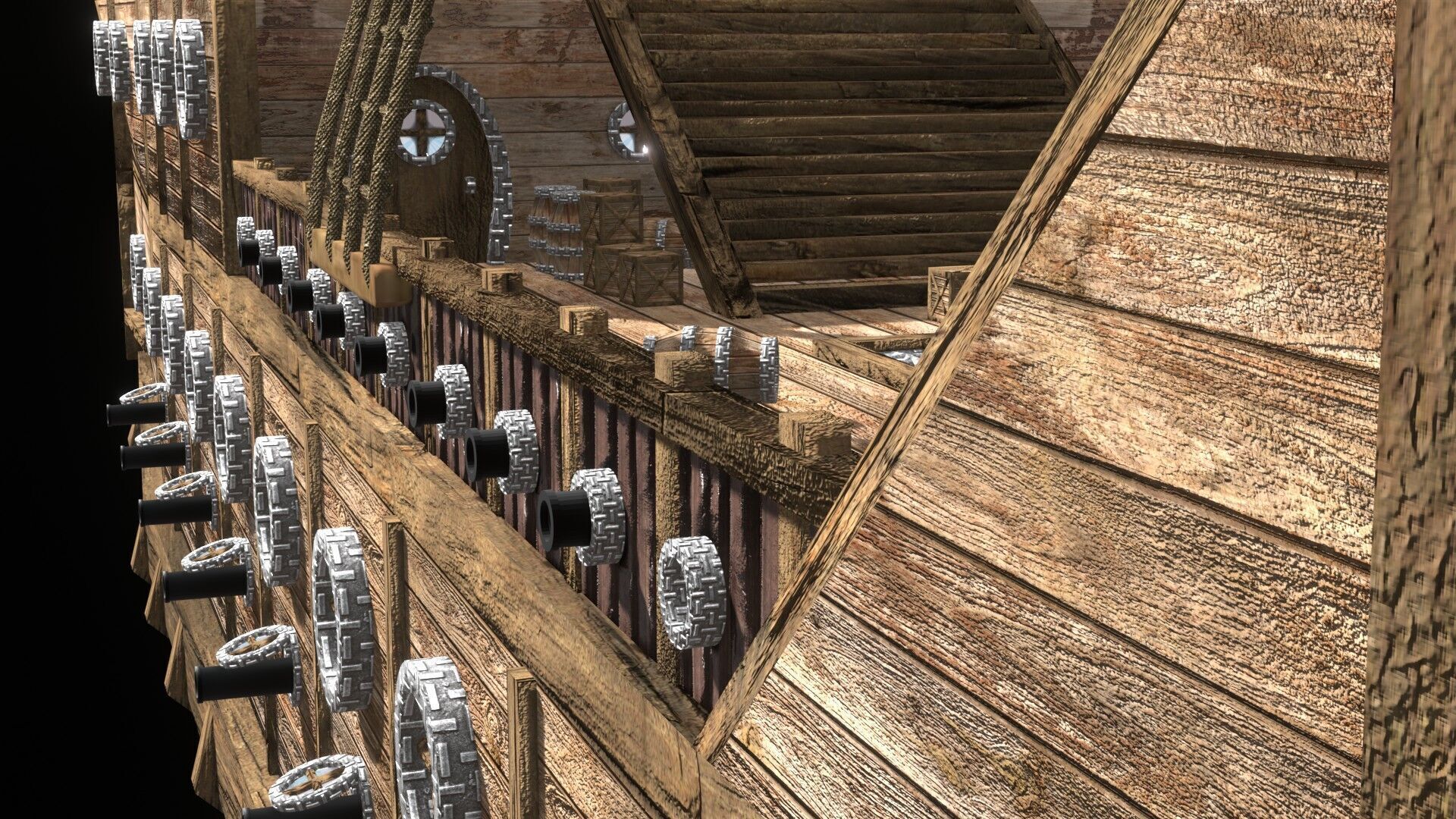 Pirate Ship 3D Model Game Ready PBR Fantasy Sailing Watercraft Low-poly 3D model_12