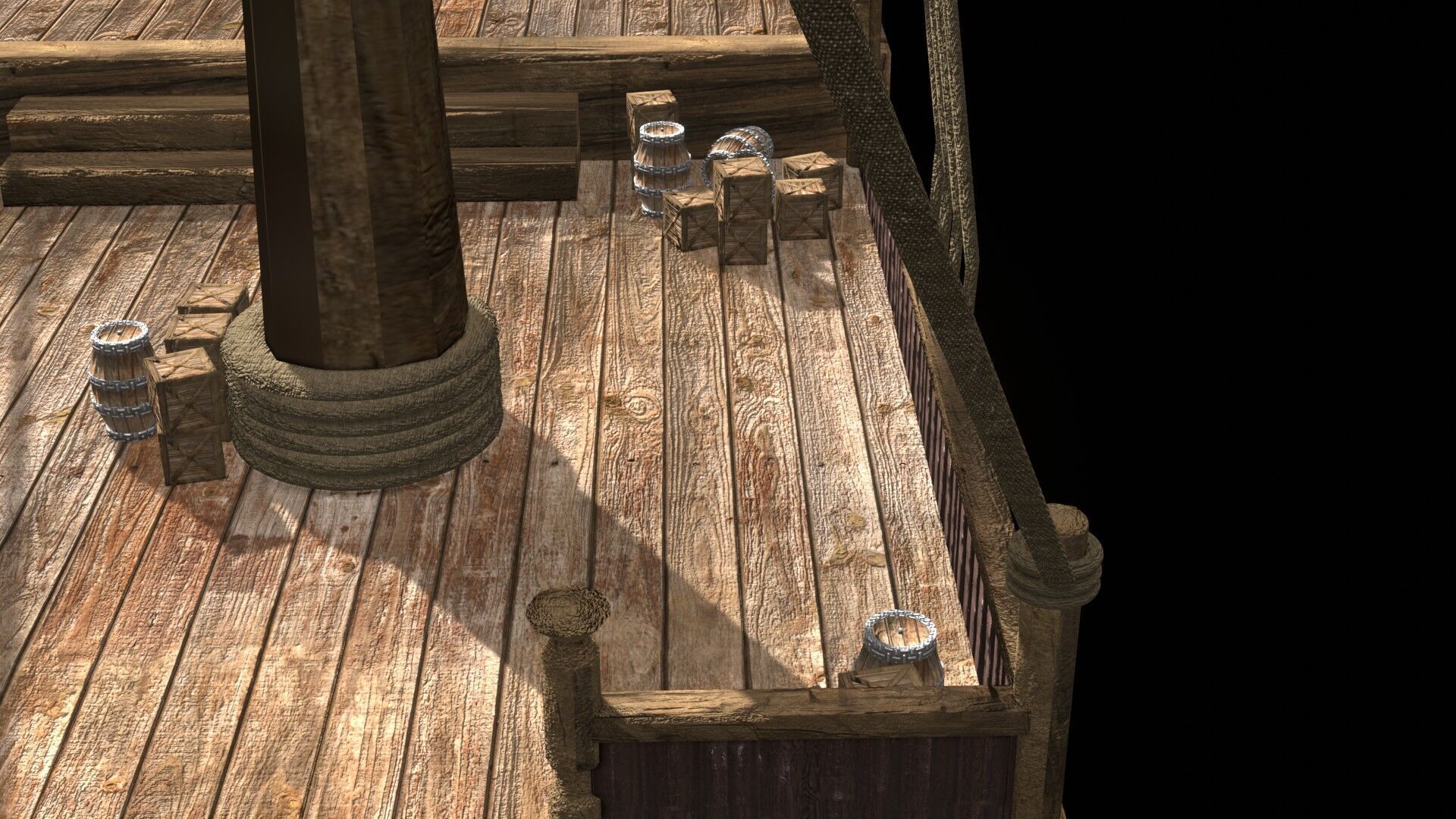 Pirate Ship 3D Model Game Ready PBR Fantasy Sailing Watercraft Low-poly 3D model_9