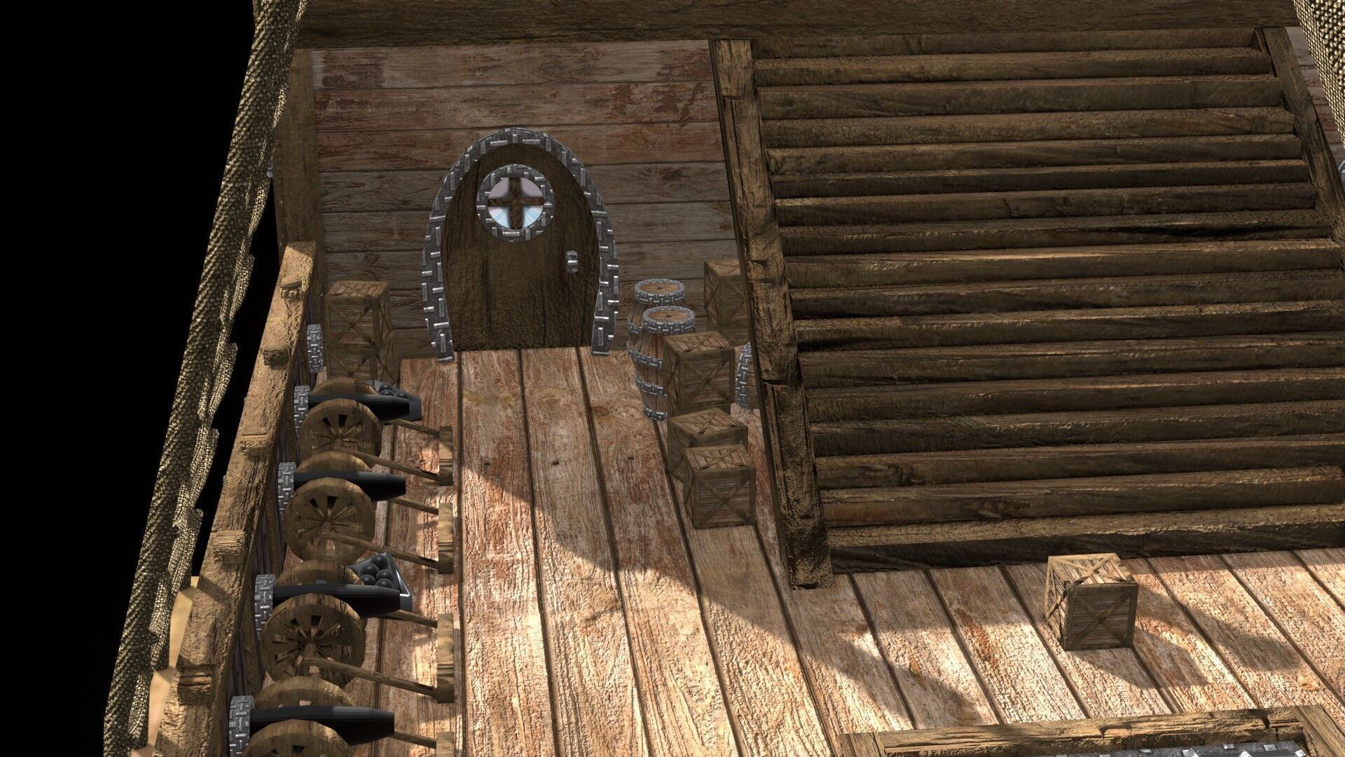 Pirate Ship 3D Model Game Ready PBR Fantasy Sailing Watercraft Low-poly 3D model_6