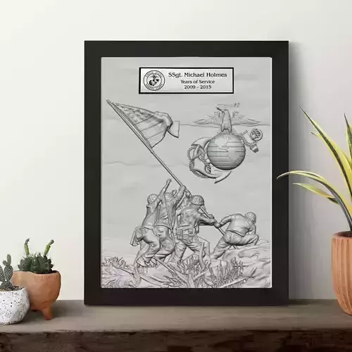 Battle of Iwo Jima monument US Marines logo for A5 Photoframe  3D print model