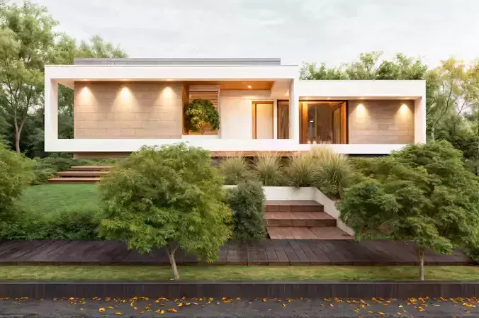 Modern House 3D Model - Interior and Exterior Included