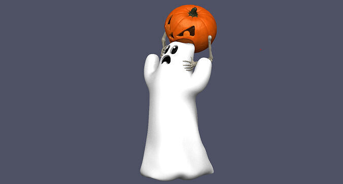 Halloween ghost being bitten by a pumpkin 3D print model