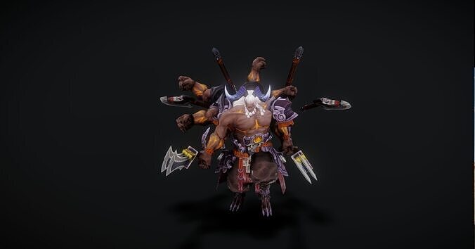 23 complete Thousand Hand Monster animations Low-poly 3D model