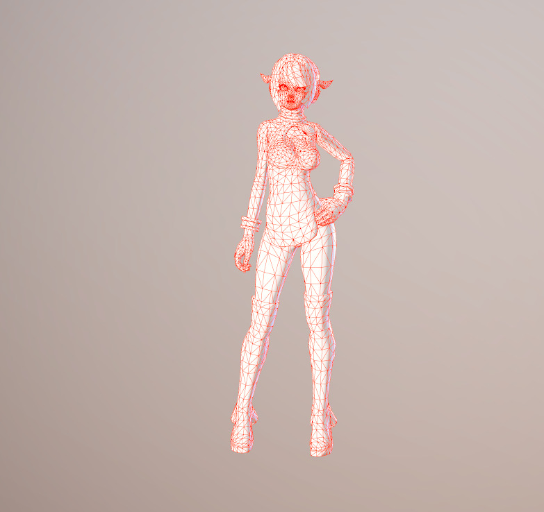 Beautiful girl Low-poly 3D model_9