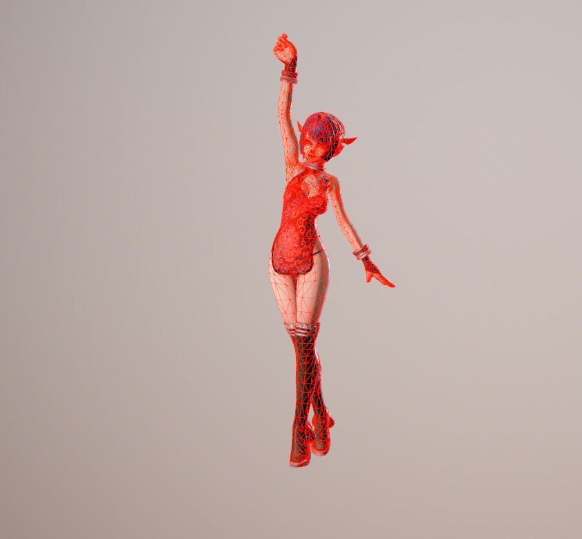 Beautiful girl Low-poly 3D model_8