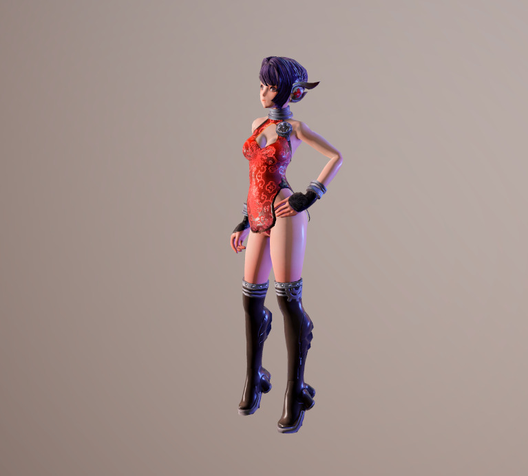 Beautiful girl Low-poly 3D model_5