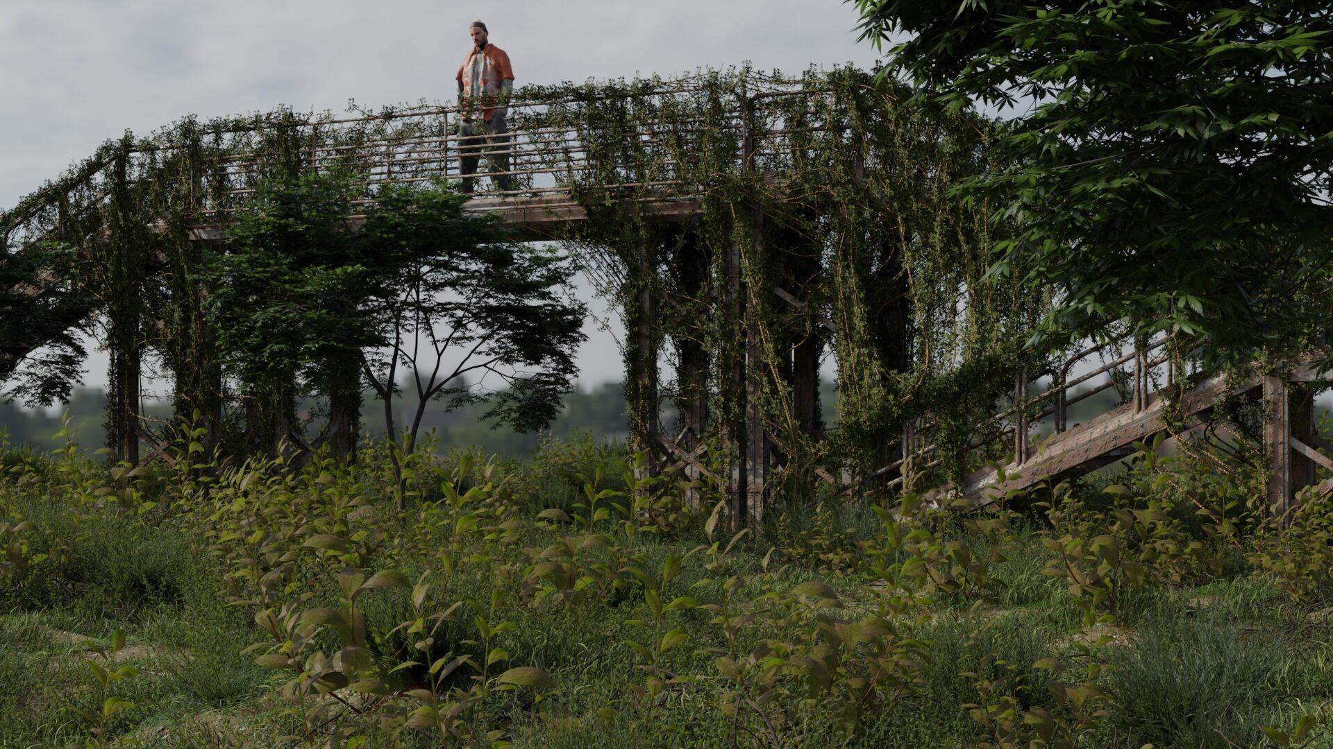 Abandoned Industrial Stairs Pack 3D model_7