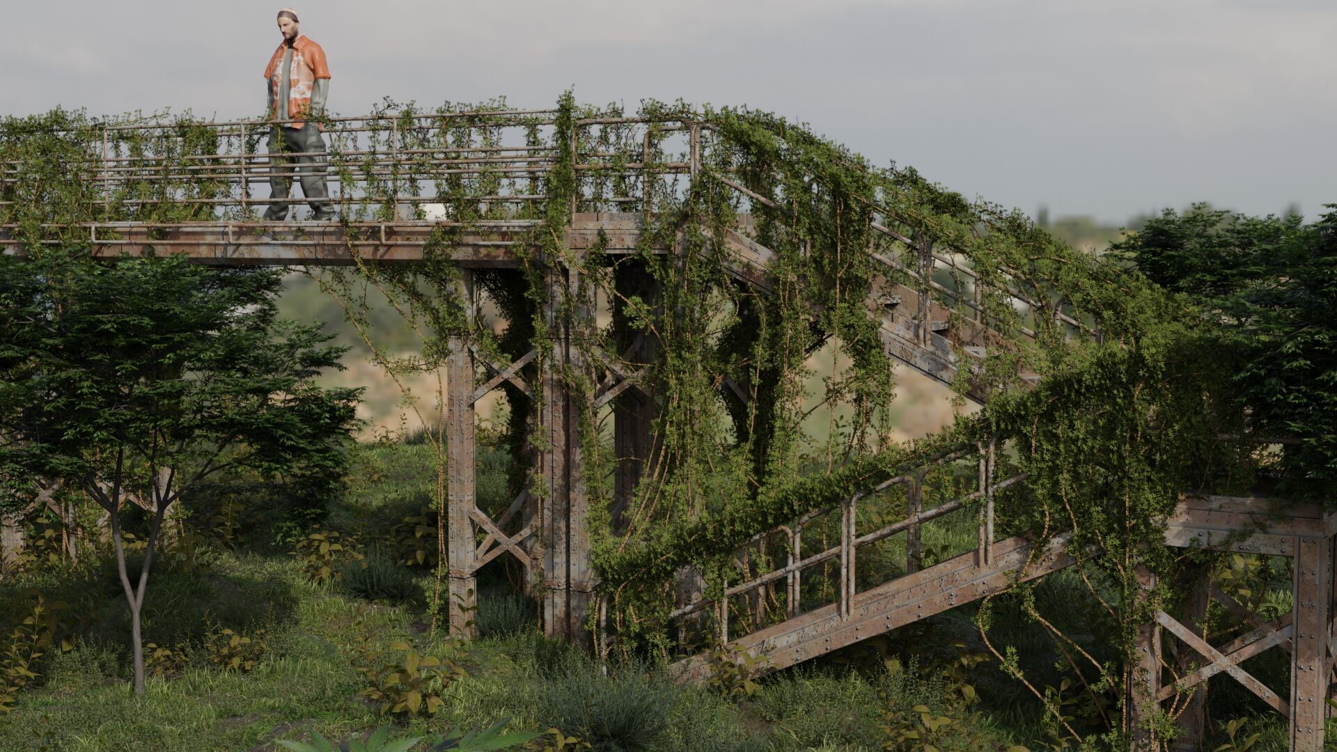 Abandoned Industrial Stairs Pack 3D model_2