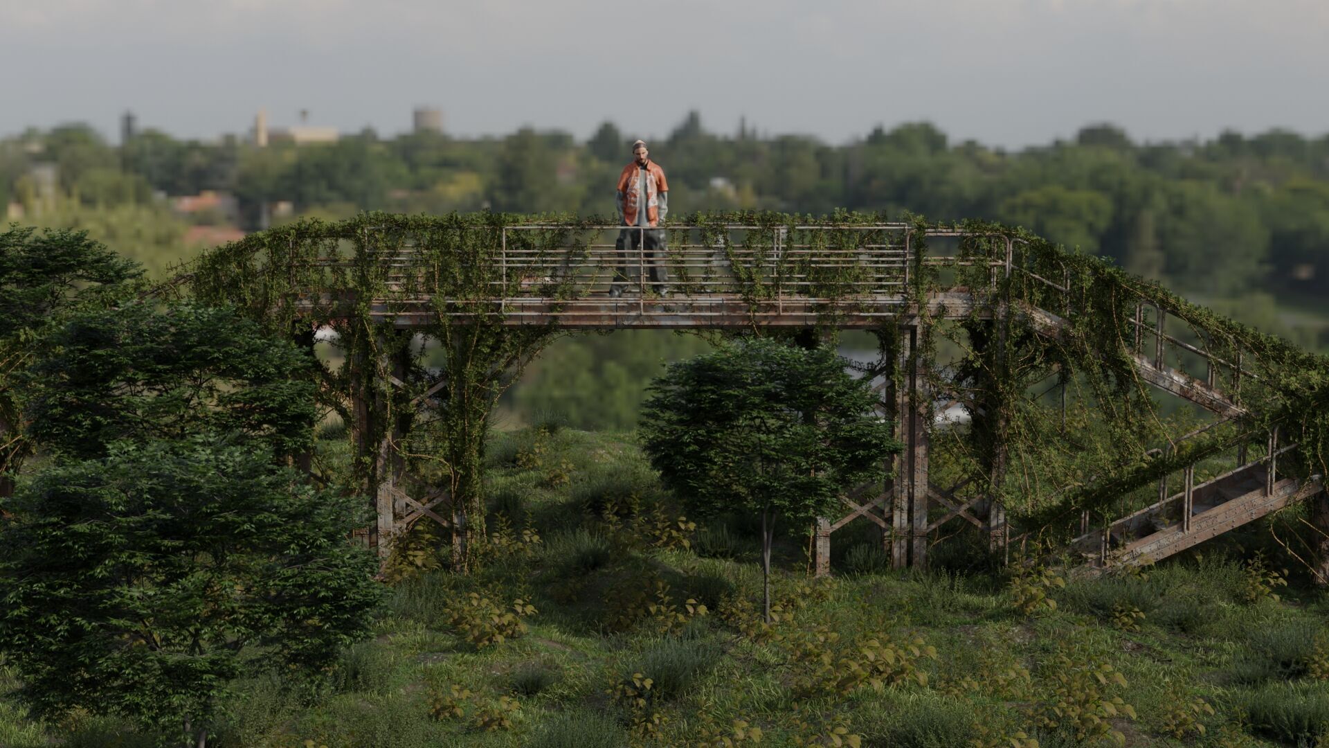 Abandoned Industrial Stairs Pack 3D model_1
