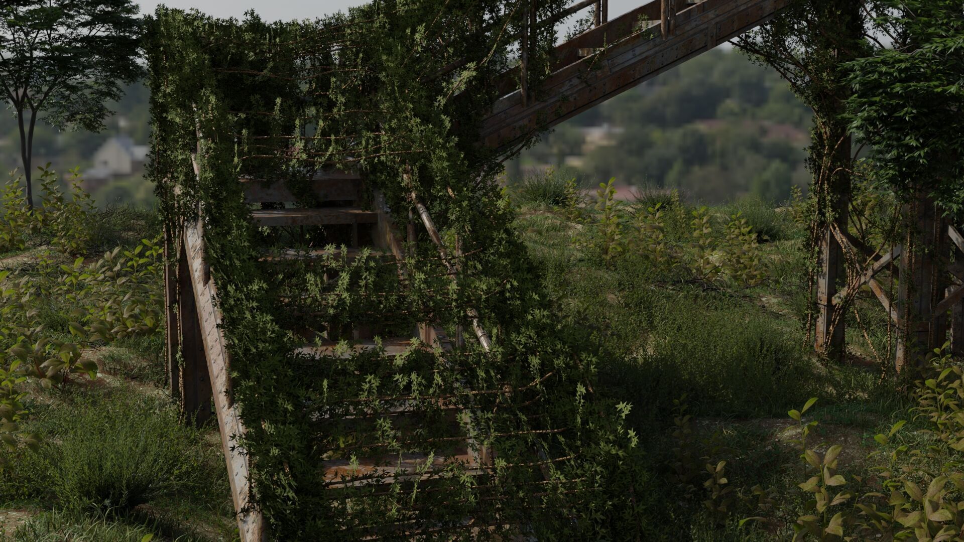 Abandoned Industrial Stairs Pack 3D model_5