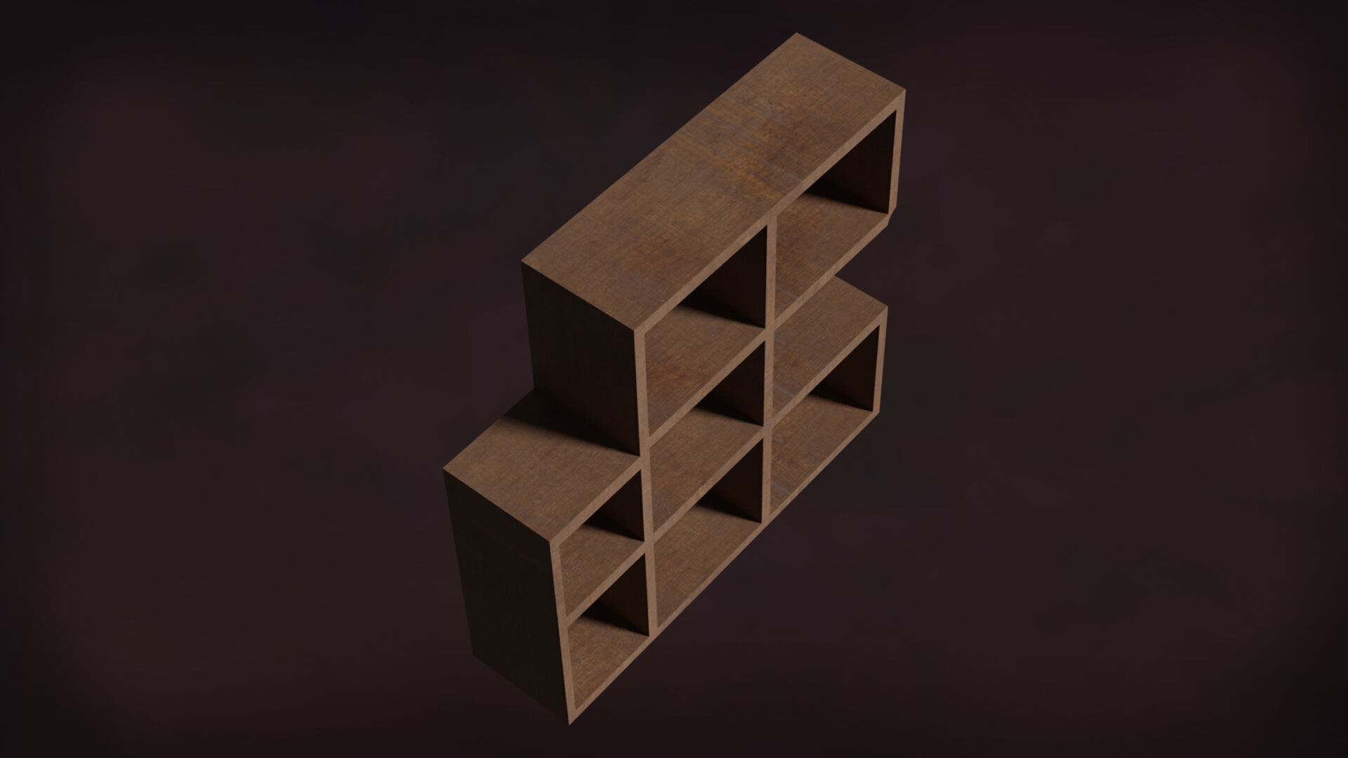 Deco BookShelfs Wood Style Scape Lignum Lot 2 Group N1- Low Low-poly 3D model_11