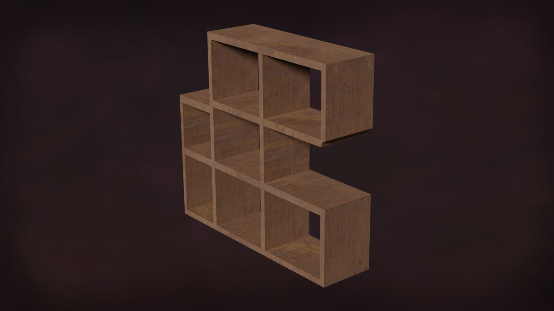 Deco BookShelfs Wood Style Scape Lignum Lot 2 Group N1- Low Low-poly 3D model_8