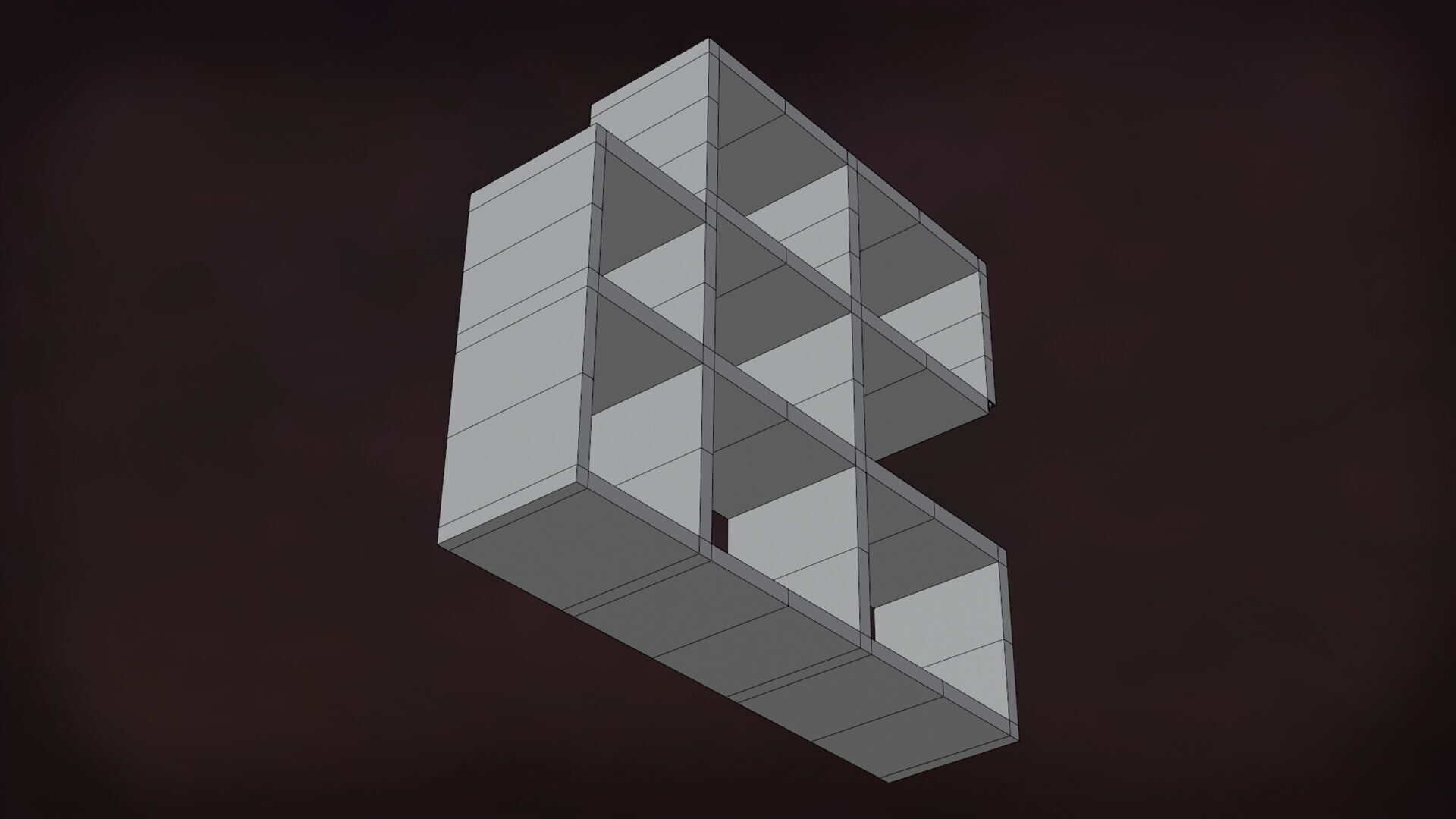 Deco BookShelfs Wood Style Scape Lignum Lot 2 Group N1- Low Low-poly 3D model_22