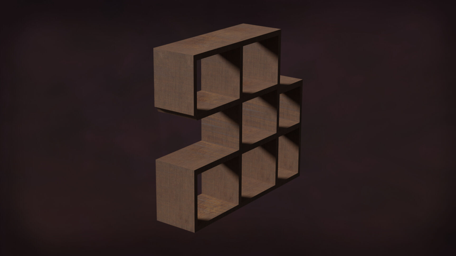 Deco BookShelfs Wood Style Scape Lignum Lot 2 Group N1- Low Low-poly 3D model_3