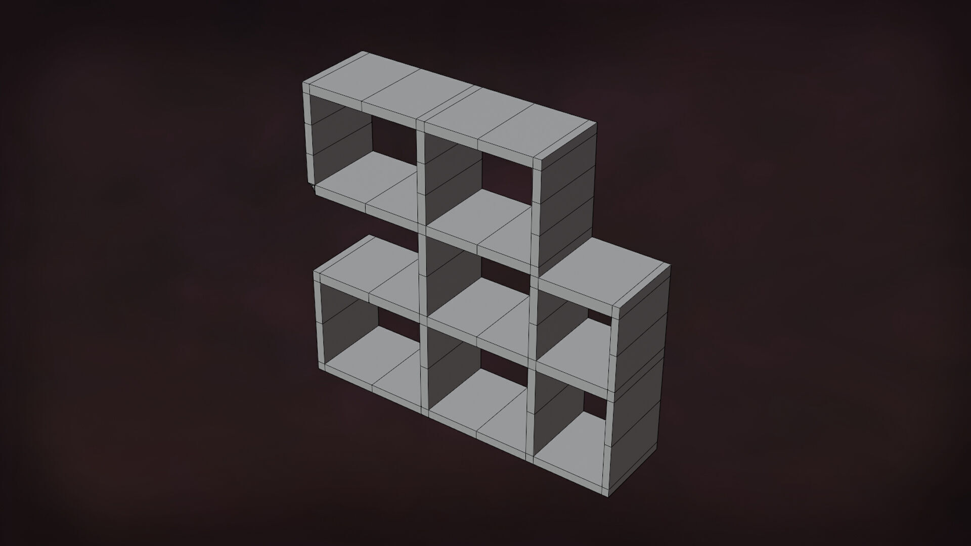 Deco BookShelfs Wood Style Scape Lignum Lot 2 Group N1- Low Low-poly 3D model_15