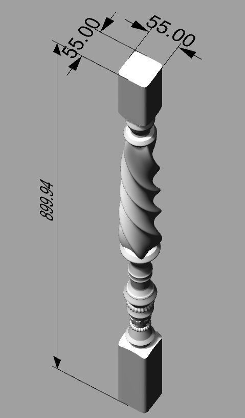 Baluster wooden spindle 3D print model_8