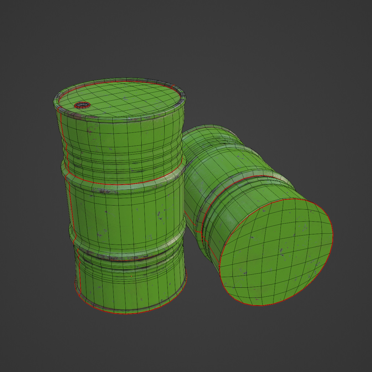 Industrial Barrel 03 Low-poly 3D model_7