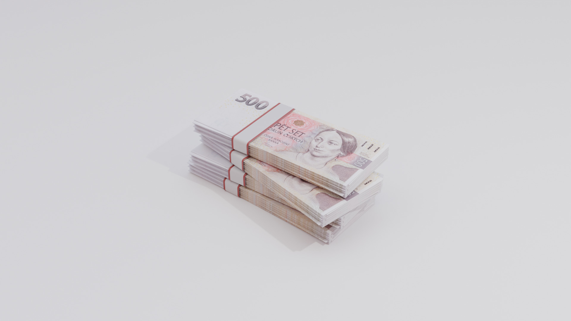 500 Czechia Czech Koruna Currency Low-poly 3D model_3