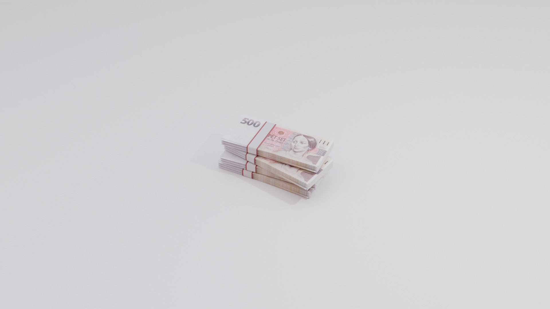 500 Czechia Czech Koruna Currency Low-poly 3D model_2