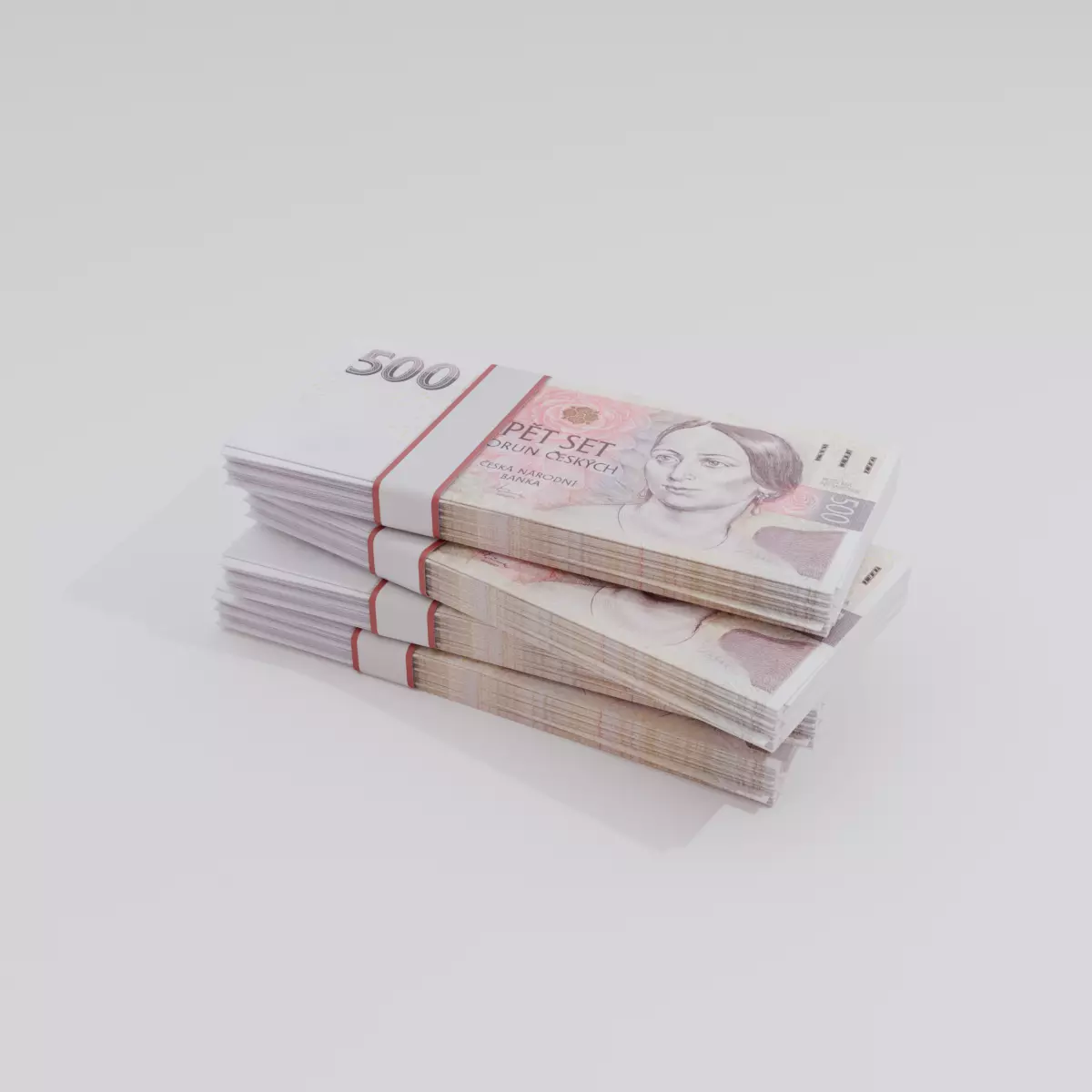 500 Czechia Czech Koruna Currency Low-poly 3D model_0