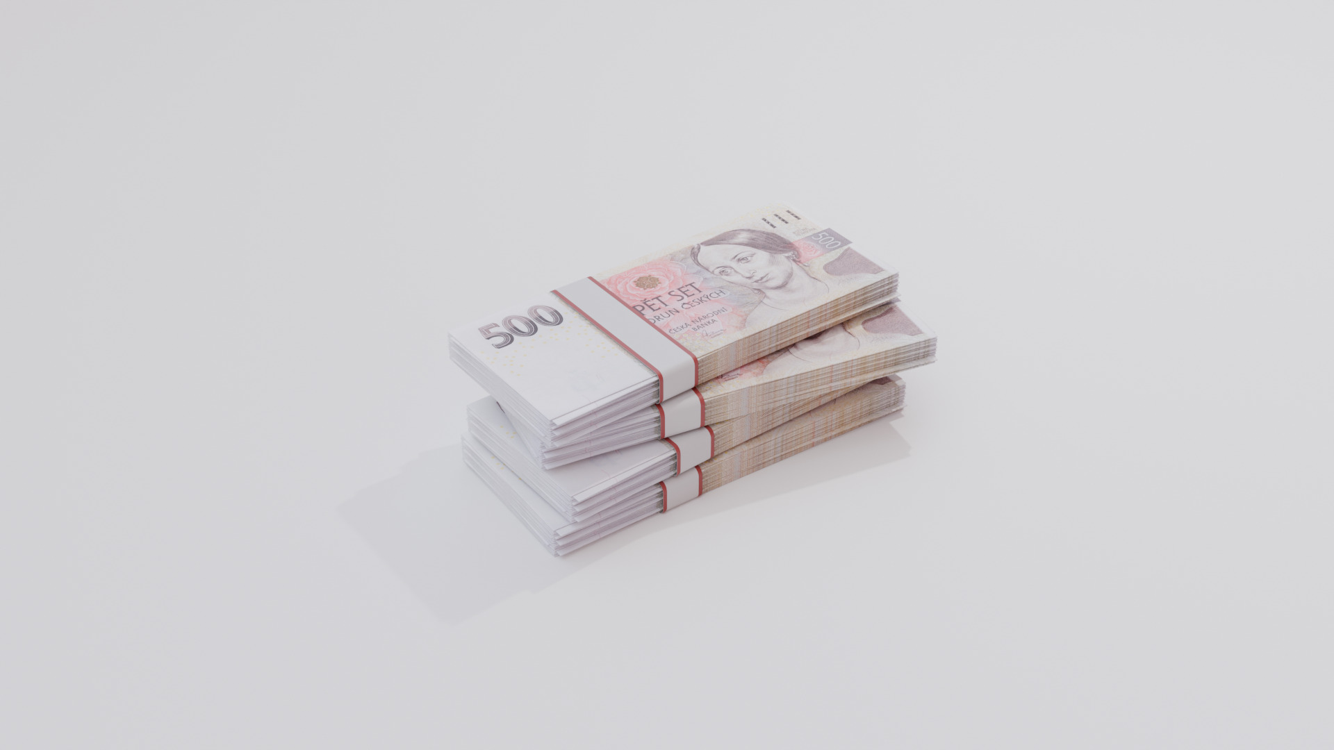 500 Czechia Czech Koruna Currency Low-poly 3D model_5