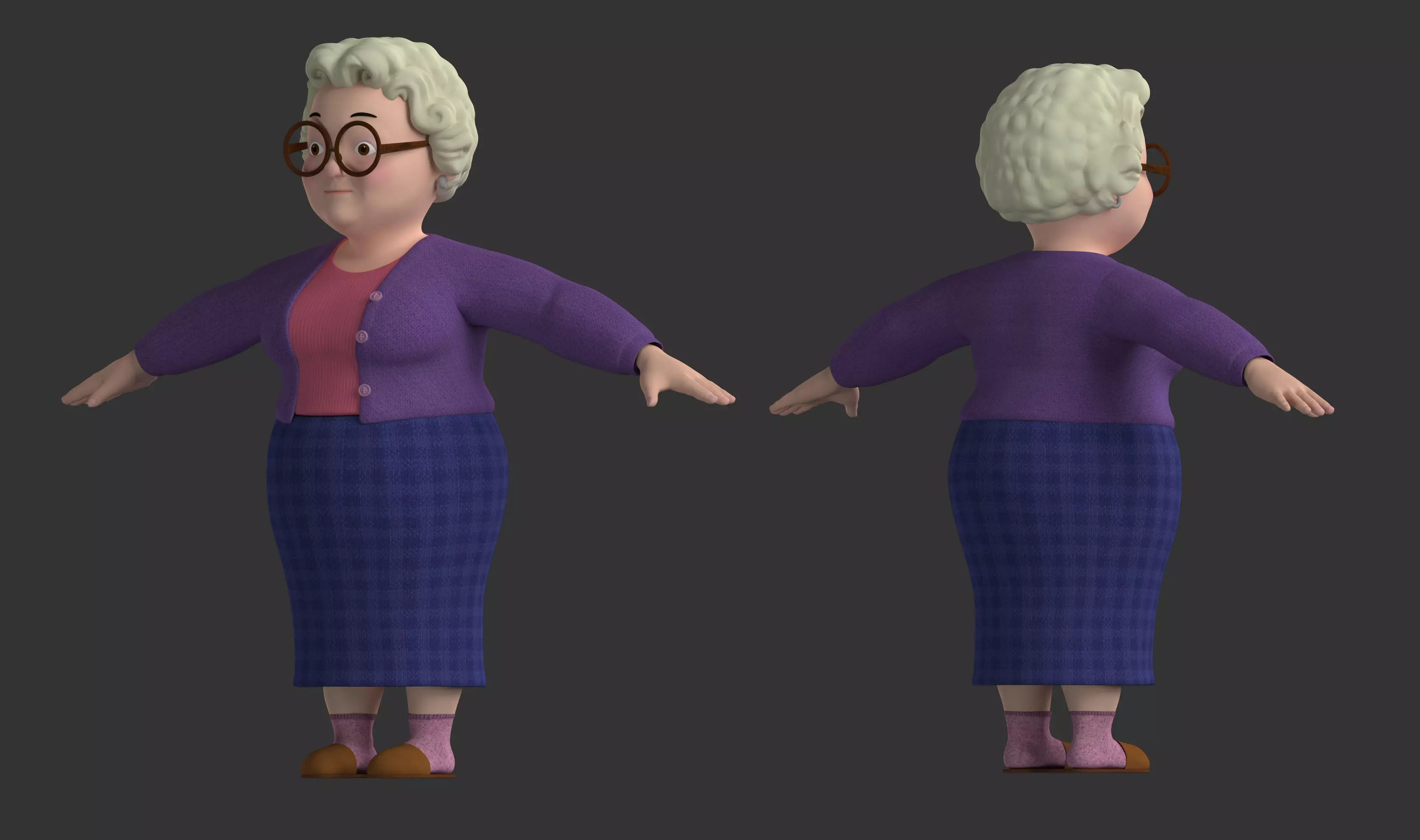 cartoon woman grandma 3D model
